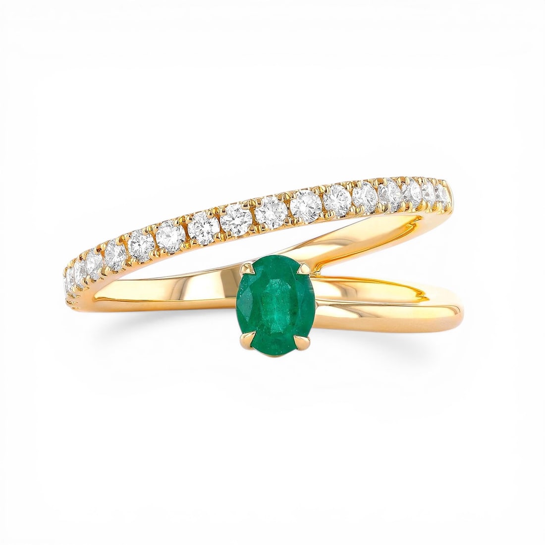 Emerald and 0.33 ctw Diamond 18k Yellow Gold Ring (1 of 1)
