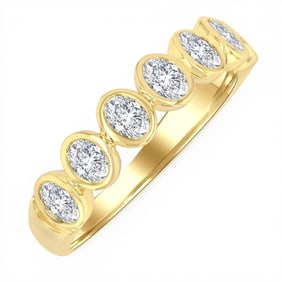 1.02 ctw Oval Diamond Bezel Set 14K Yellow Gold Band Ring