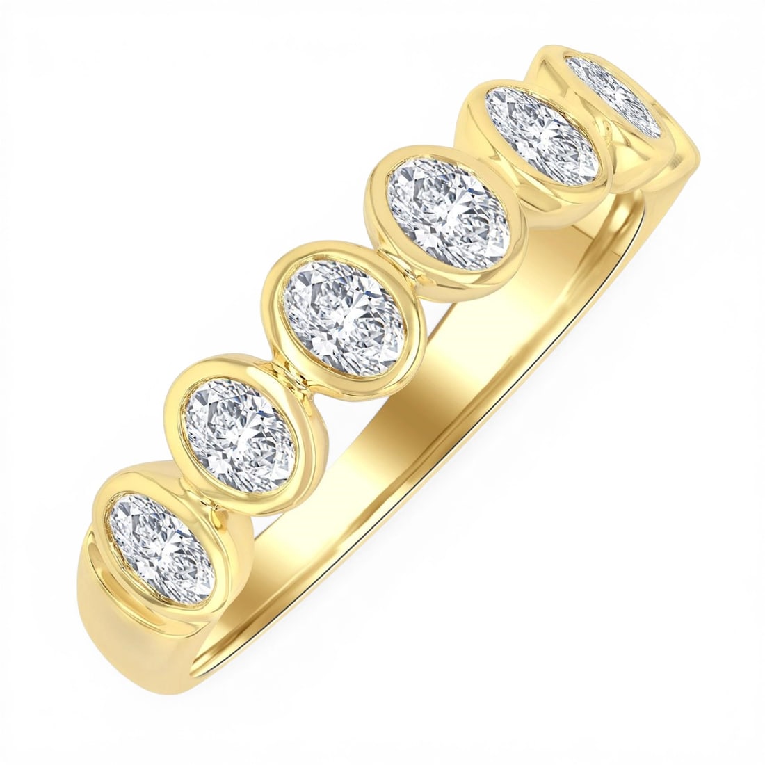 1.02 ctw Oval Diamond Bezel Set 14K Yellow Gold Band Ring: An exquisite masterpiece of haute joaillerie, this exquisite Bezel Set ring featuring White Diamond is a true treasure. Crafted with precision, the Bezel setting is seamlessly integrated into 3.05 gra