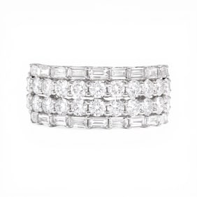 2.14 ctw Baguette & Round Diamond 18k White Gold Band Ring