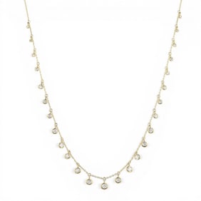 0.59 ctw Round Diamond Bezel Set Station 14K Yellow Gold Necklace