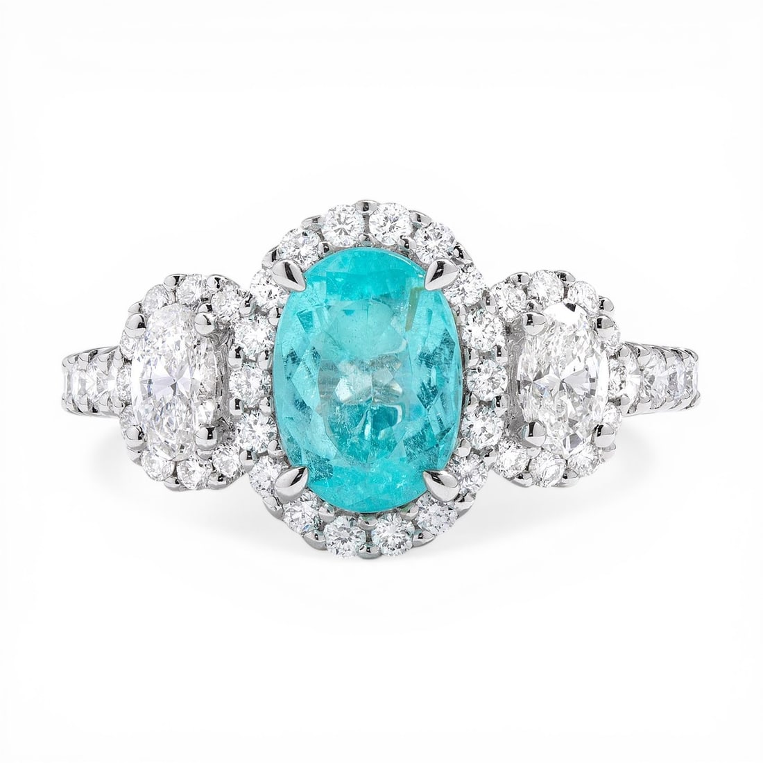 Oval Aquamarine Trilogy and 1.02 ctw Diamond 18k White Gold Ring (1 of 3)