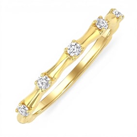 0.20 ctw White Diamond Bamboo Inspired 14K Yellow Gold Ring