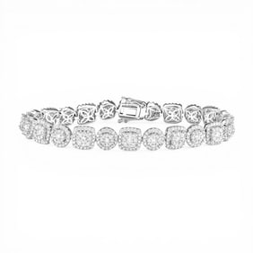 4.64 ctw White Diamond Fiori Alternating 18k White Gold Bracelet