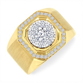 1.40 ctw Diamond 10K Yellow & White Gold Men's Ring