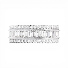 1.84 ctw Baguette & Round Diamond 18K White Gold Band Ring