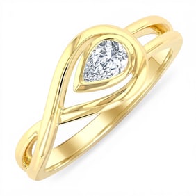 0.25 ctw Pear Cut Diamond Nested Teardrop 14K Yellow Gold Ring