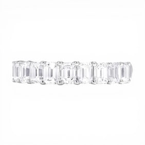 2.75 ctw Emerald Cut Diamond Halfway Band Ring 18K White Gold