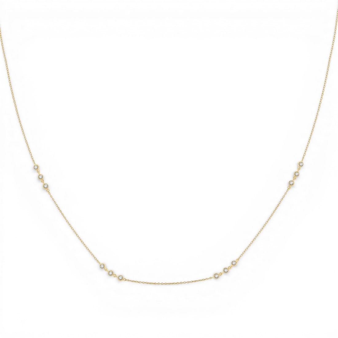0.51 ctw Diamond Station 14K Yellow Gold Necklace: Epitomizing grandeur, this elegant Station necklace featuring Natural Diamonds stands as a beacon of refined taste. A detailed Station gallery secures the stones, rendered in 2.15 grams of lustrous 14