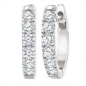 0.5 ctw White Diamond 14K White Gold Hoop Earrings