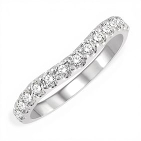 0.51 ctw Arched Round Cut Diamond Wedding Band 14K White Gold