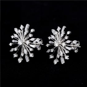 2.45 ctw Diamond Starburst Stud Platinum Earrings