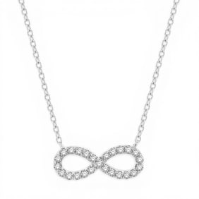 0.25 ctw Diamond Infinity Pendant 14K White Gold Necklace