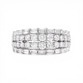 1.79 ctw Duchess Baguette Diamond Band 18K White Gold Ring