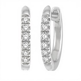 0.12 ctw Diamond 14K White Gold Huggie Petite Earrings