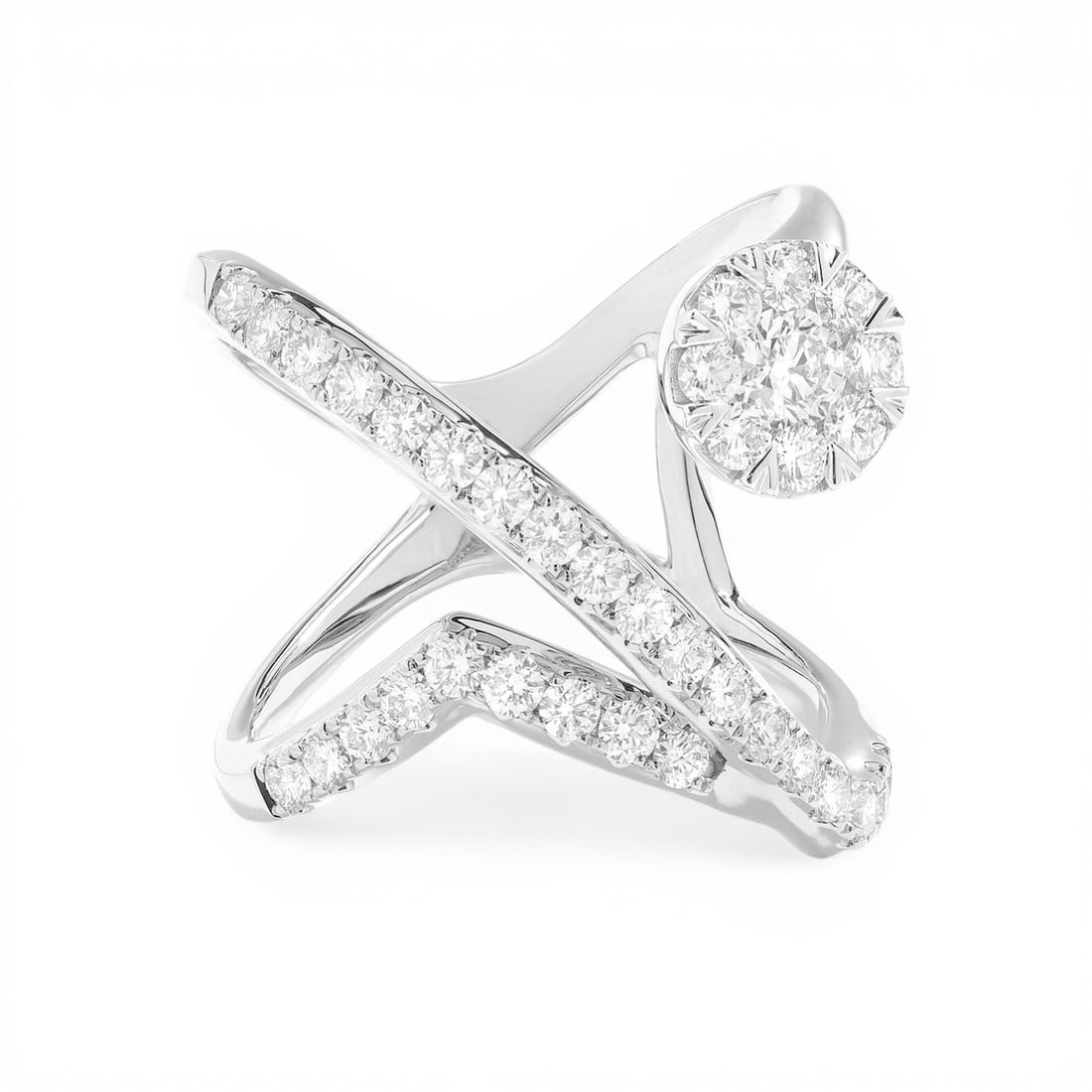 1.17 ctw White Diamond Cluster 18K White Gold Ring (1 of 3)
