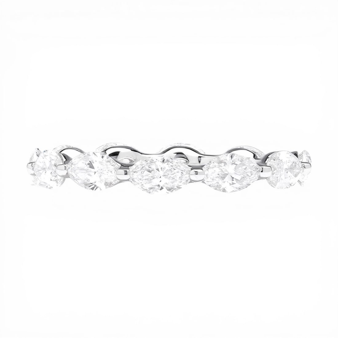 2.40 ctw Marquise Diamond Eternity Band 18K White Gold Ring: A symphony of light and color, this breathtaking Duchess Marquise Eternity Band ring featuring White Diamond embodies the pinnacle of luxury. Securely held in a classic Eternity Band design, the ring 