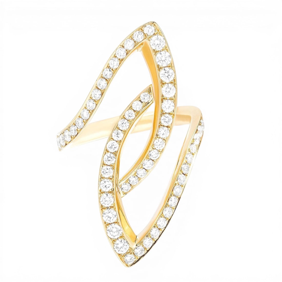 1.08 ctw White Diamond Funky Fashion Ring 18K Yellow Gold: A vision of luxury, this magnificent Funky ring featuring White Diamond defines sophistication. Securely held in a classic Pave design, the ring is forged from 7.25 grams of high-polish 18K Yellow Gol