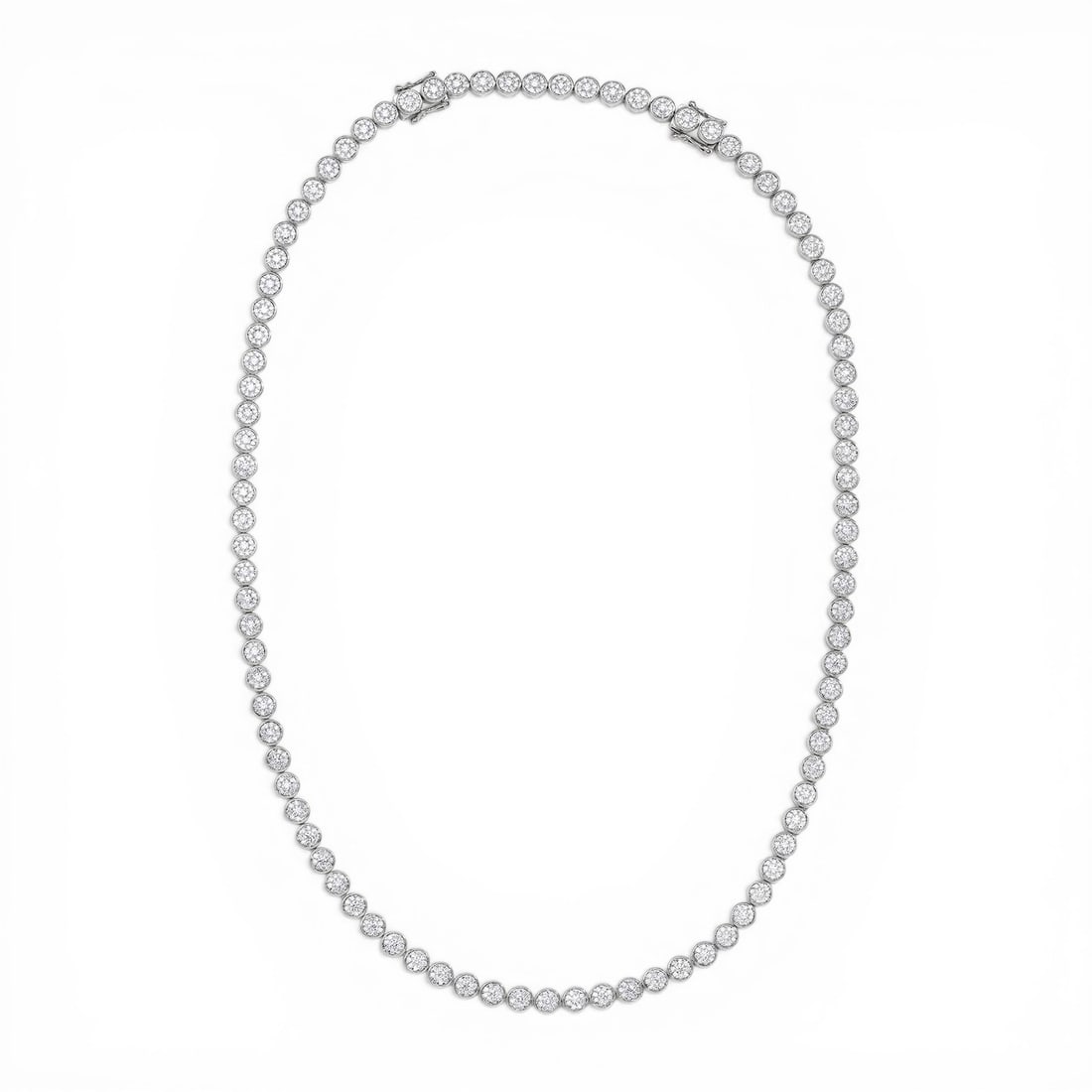 6.51 ctw White Diamond 18K White Gold Necklace: A symphony of light and color, this stunning Tennis Cluster necklace featuring White Diamond embodies the pinnacle of luxury. The gemstones are nestled within a Cluster framework, supported by a subst