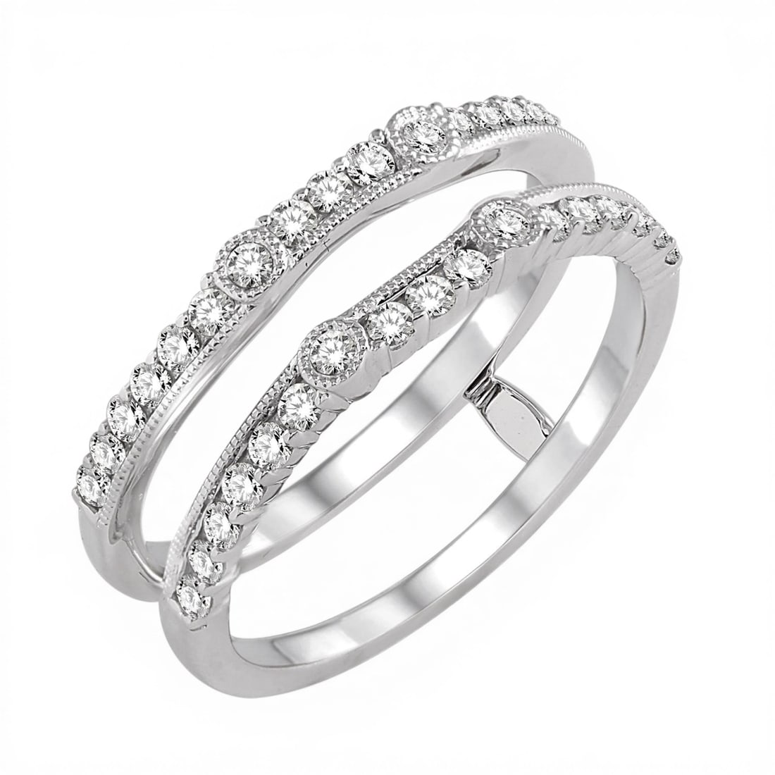 0.53 ctw Diamond Insert 14K White Gold Ring: Defining modern elegance, this elegant Insert ring featuring White Diamond captures the essence of style. Securely held in a classic Insert design, the ring is forged from 3.7 grams of high-polish 14K