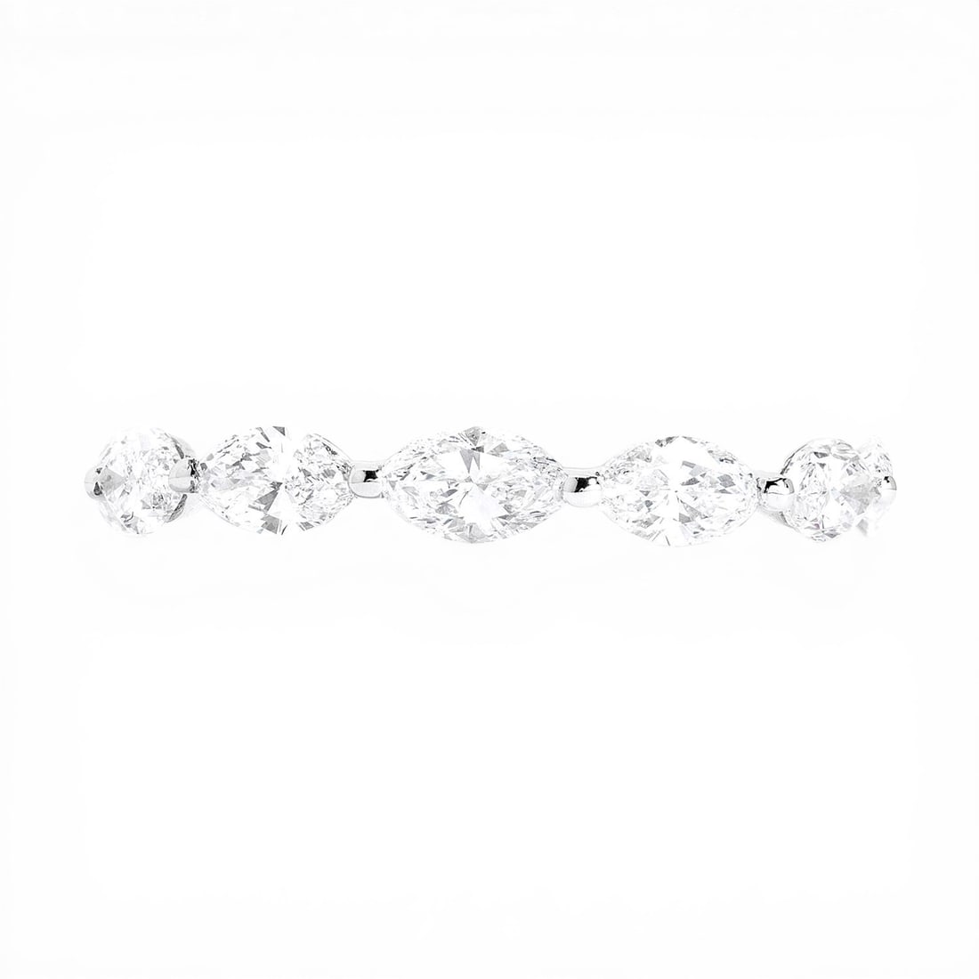 1.33 ctw Marquise White Diamond Duchess 18K White Gold Band Ring: Rare and radiant, this exquisite Duchess ring featuring White Diamond offers a touch of the extraordinary. A detailed Halfway Band gallery secures the stones, rendered in 2.45 grams of lustrous 18K Wh