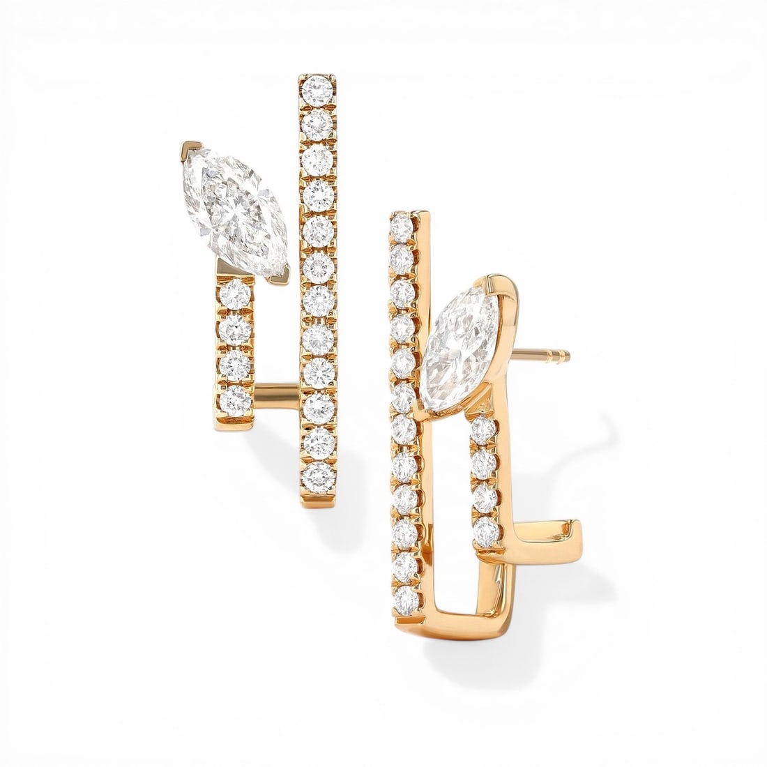 0.89 ctw Marquise Diamond and 0.25 ctw Accent 18K Yellow Gold Earrings (1 of 3)