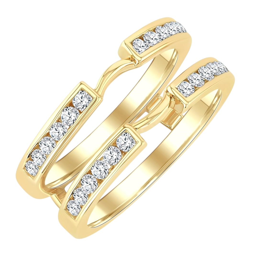 0.50 ctw White Diamond 14K Yellow Gold Insert Ring: Exuding opulence and grace, this elegant Channel Set ring featuring White Diamond is crafted for the distinguished. A detailed Channel-Set gallery secures the stones, rendered in 5.25 grams of lustrou