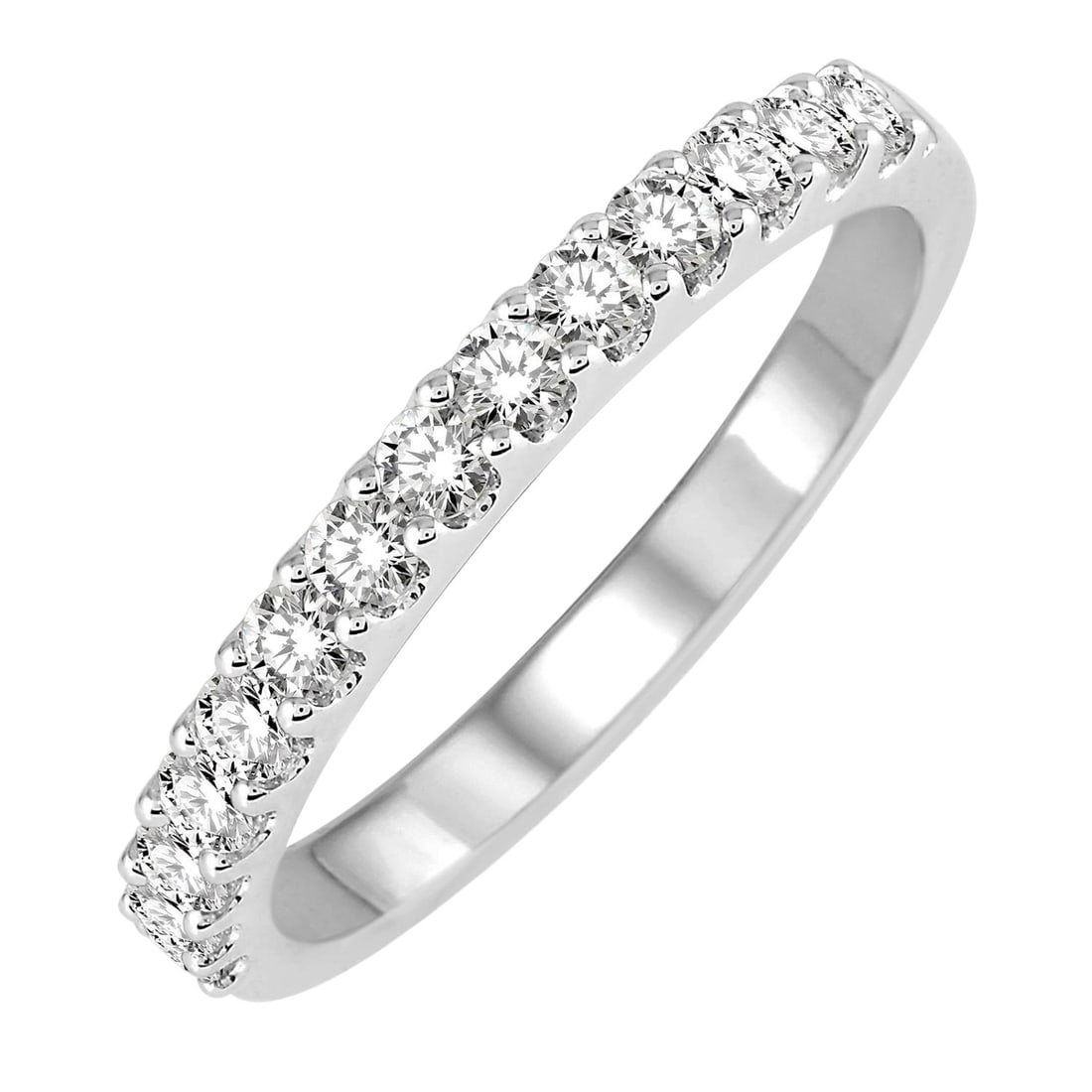 0.50 ctw Diamond 14K White Gold Wedding Band: Timeless and sophisticated, this elegant Half-Eternity Band ring featuring White Diamond radiates enduring beauty. Securely held in a classic Half-Eternity Band design, the ring is forged from 2.45 gr