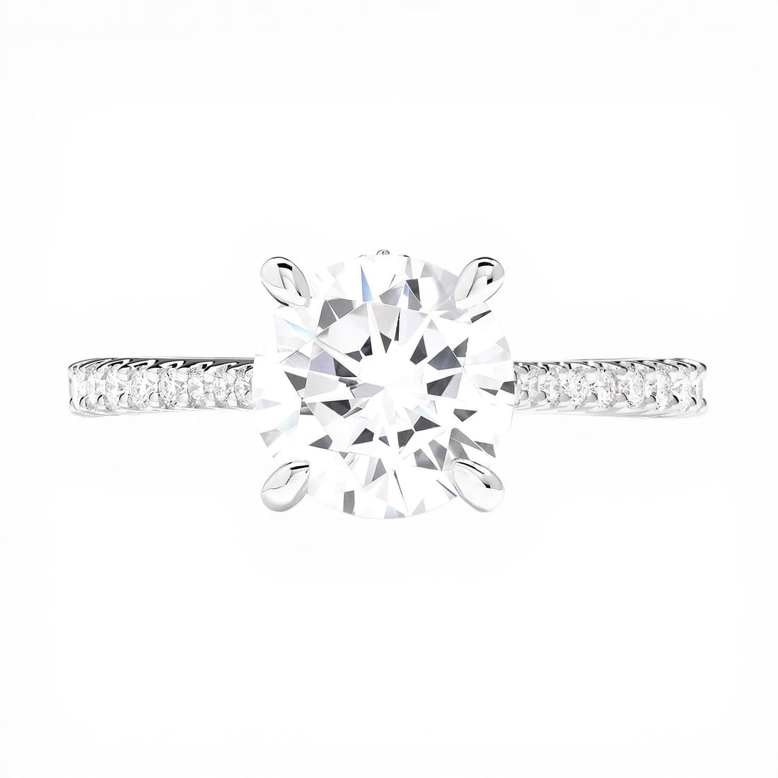 0.64 ctw Pave Diamond 14K White Gold Engagement Ring: Timeless and sophisticated, this exquisite Pave ring featuring White Diamond radiates enduring beauty. The gemstones are nestled within a Solitaire with Pave Accents framework, supported by a substant