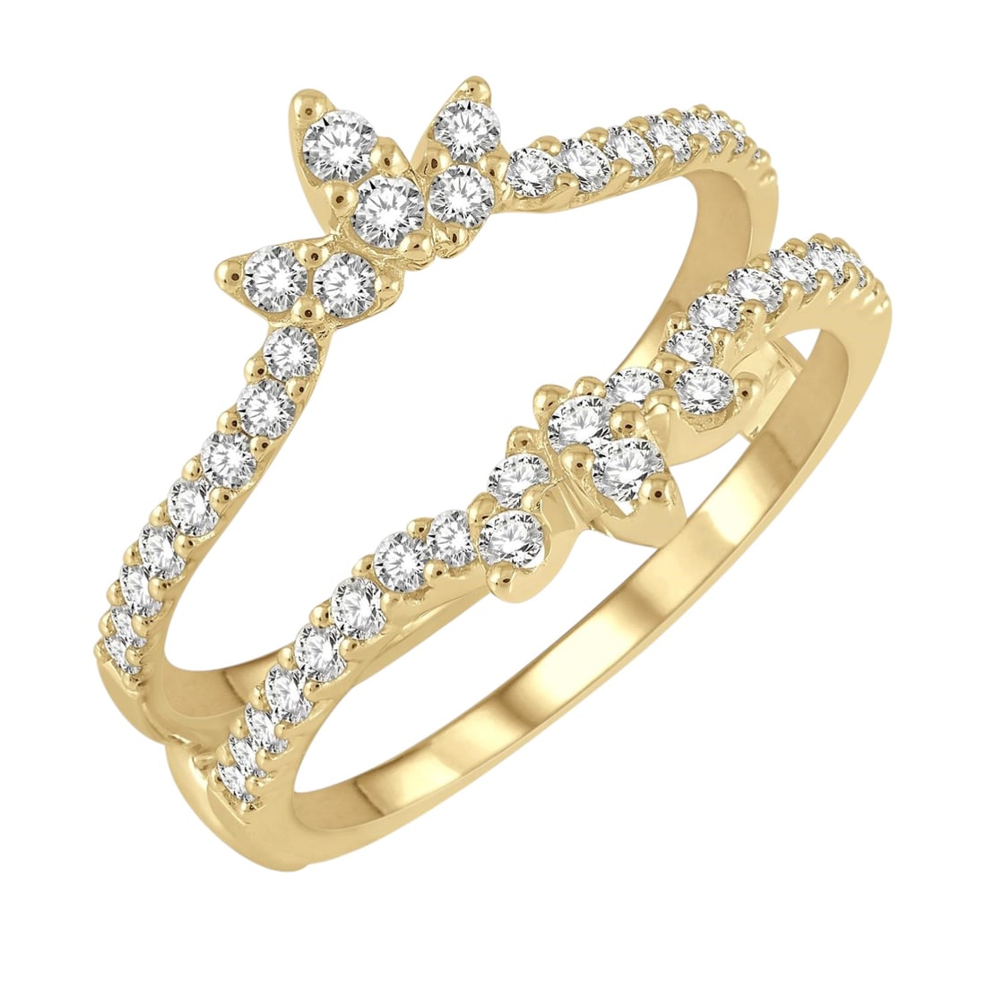 0.58 ctw White Diamond 14K Yellow Gold Insert Ring: A symphony of light and color, this stunning Lotus Center ring featuring Natural Diamonds embodies the pinnacle of luxury. Expertly mounted in an Insert/Enhancer setting, the ring is crafted in 3.25 g