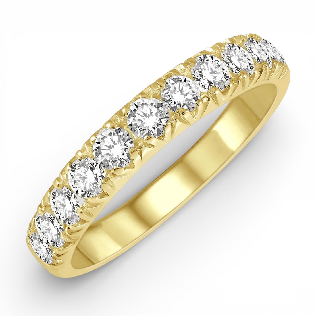 0.50 ctw Round White Diamond 14K Yellow Gold Wedding Band: A symphony of light and color, this elegant Wedding Band ring featuring White Diamond embodies the pinnacle of luxury. The gemstones are nestled within a Band framework, supported by a substantial 2.6