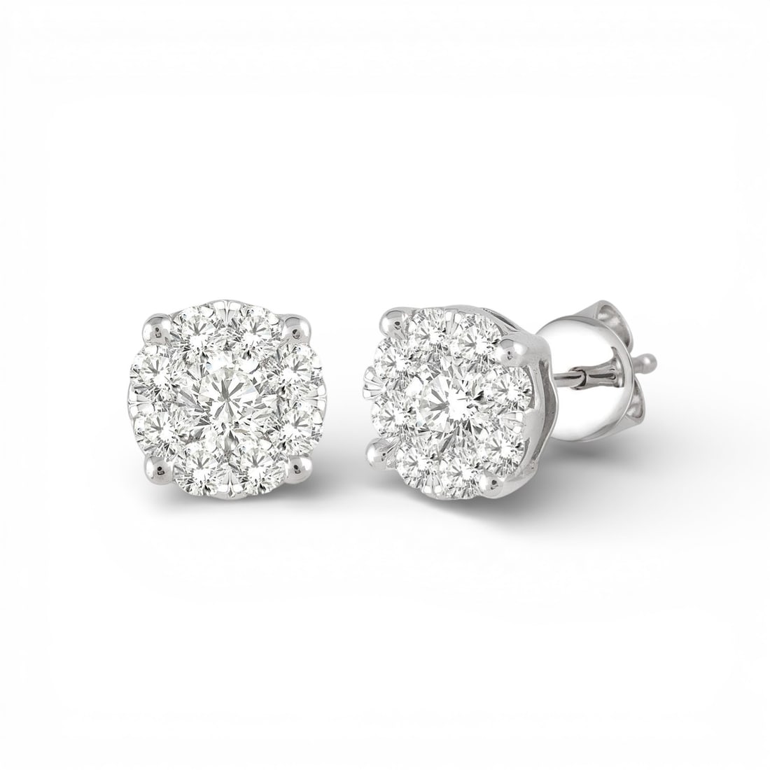 0.34 ctw White Diamond Cluster 14K White Gold Earrings: A vision of luxury, this stunning Cluster pair of earrings featuring Natural Diamonds defines sophistication. Expertly mounted in a Cluster setting, the earrings are crafted in 1.0 grams of solid 14K 