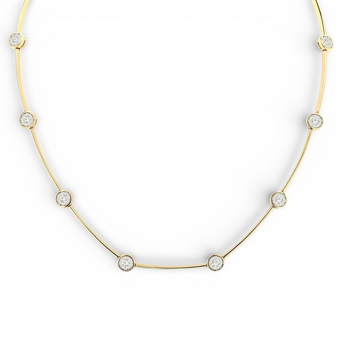 1.50 ctw White Diamond Cluster 14K Yellow and White Gold Choker Necklace: A testament to superior craftsmanship, this stunning Cluster Circular Mount & Bar Link choker necklace featuring White Diamond is unparalleled. Crafted with precision, the Cluster setting is seamlessl