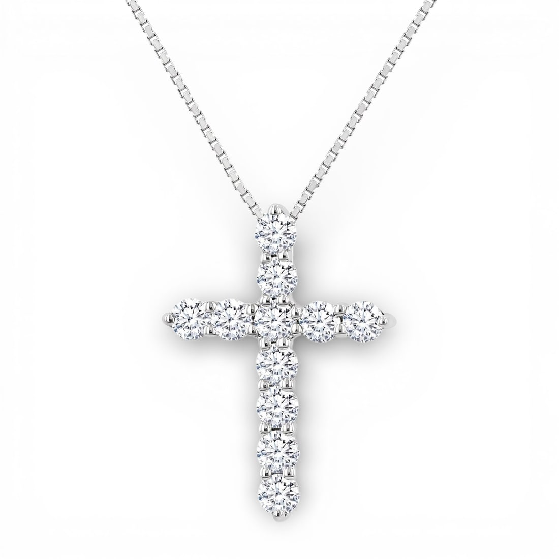 0.33 ctw Diamond Cross Pendant Necklace 14K White Gold: Rare and radiant, this elegant Cross pendant necklace featuring White Diamond offers a touch of the extraordinary. A detailed Prong setting secures the stones, rendered in 0.55 grams of lustrous 14K W