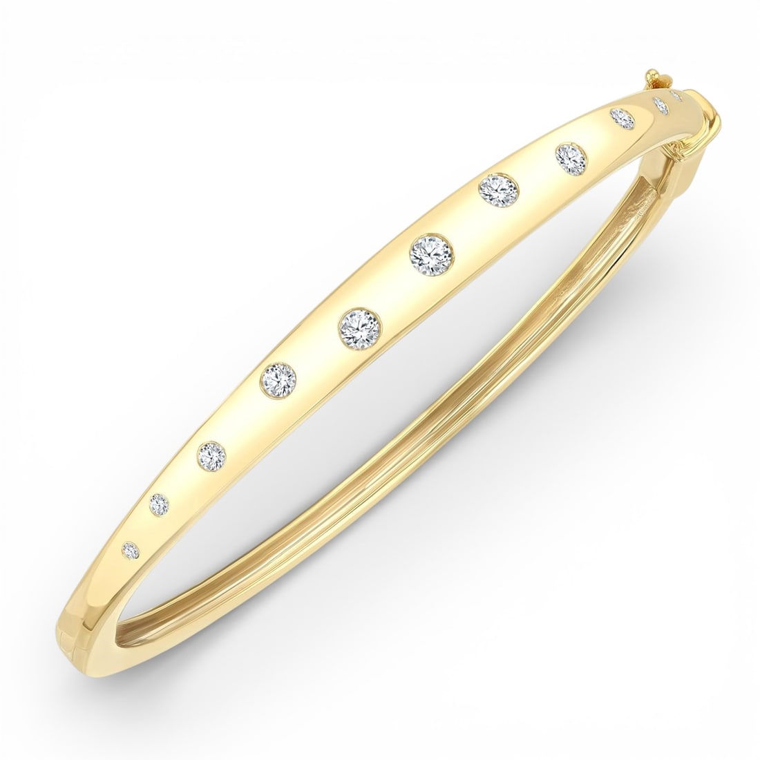 0.49 ctw Diamond Mosaic Fashion Bangle 10K Yellow Gold: Timeless and sophisticated, this exquisite Mosaic bangle bracelet featuring White Diamond radiates enduring beauty. The gemstones are nestled within a Bangle framework, supported by a substantial 13.8