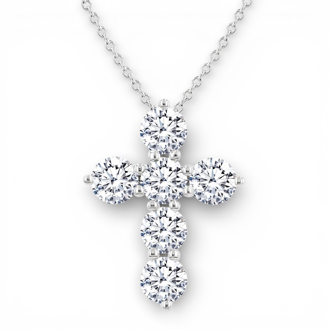 1.53 ctw Diamond Christian Cross Pendant 14K White Gold: Captured in a moment of brilliance, this breathtaking Cross pendant featuring Natural White Diamonds speaks to the connoisseur. Securely held in a classic Cluster design, the pendant is forged from 0.