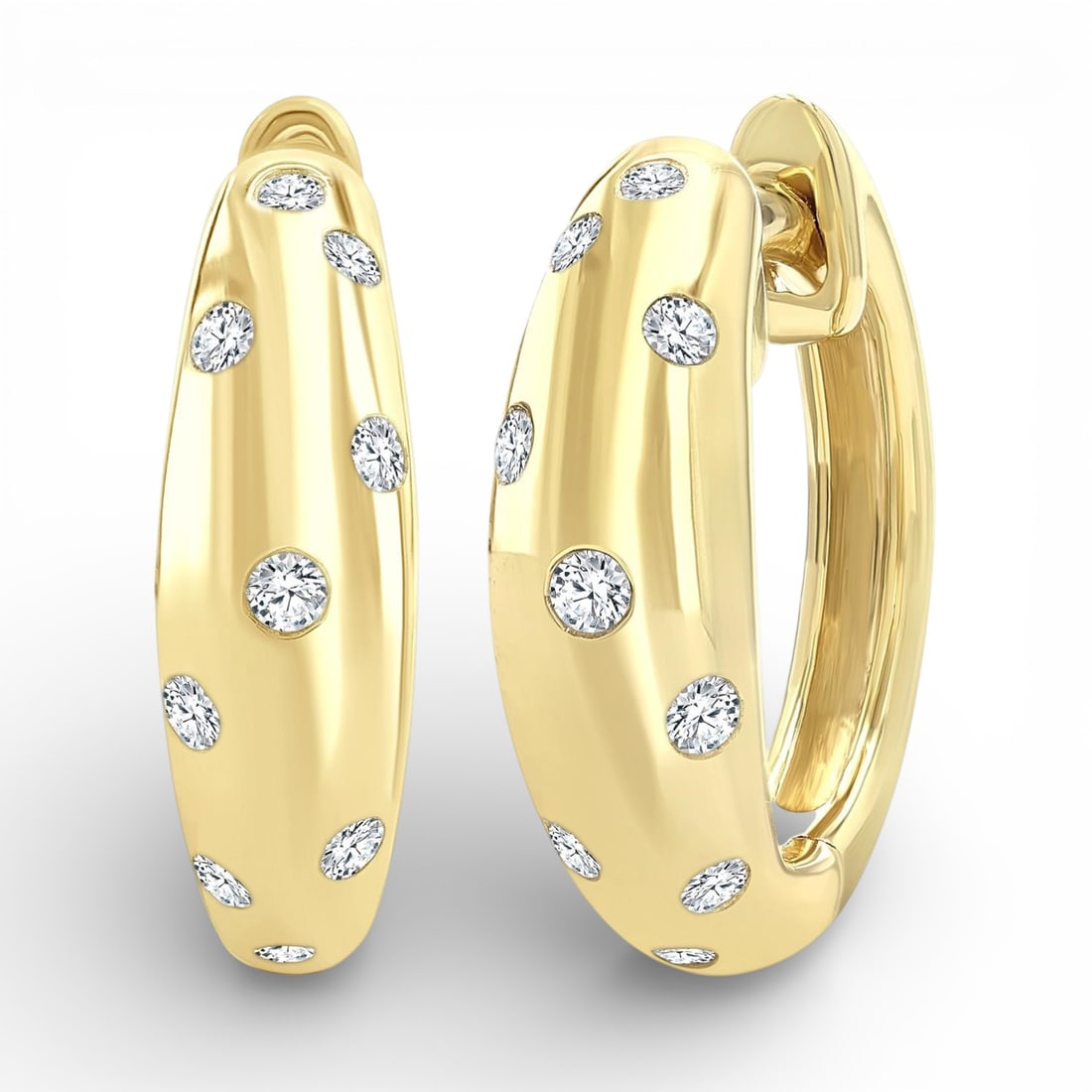 0.15 ctw Mosaic White Diamond 10K Yellow Gold Huggie Earrings (1 of 3)