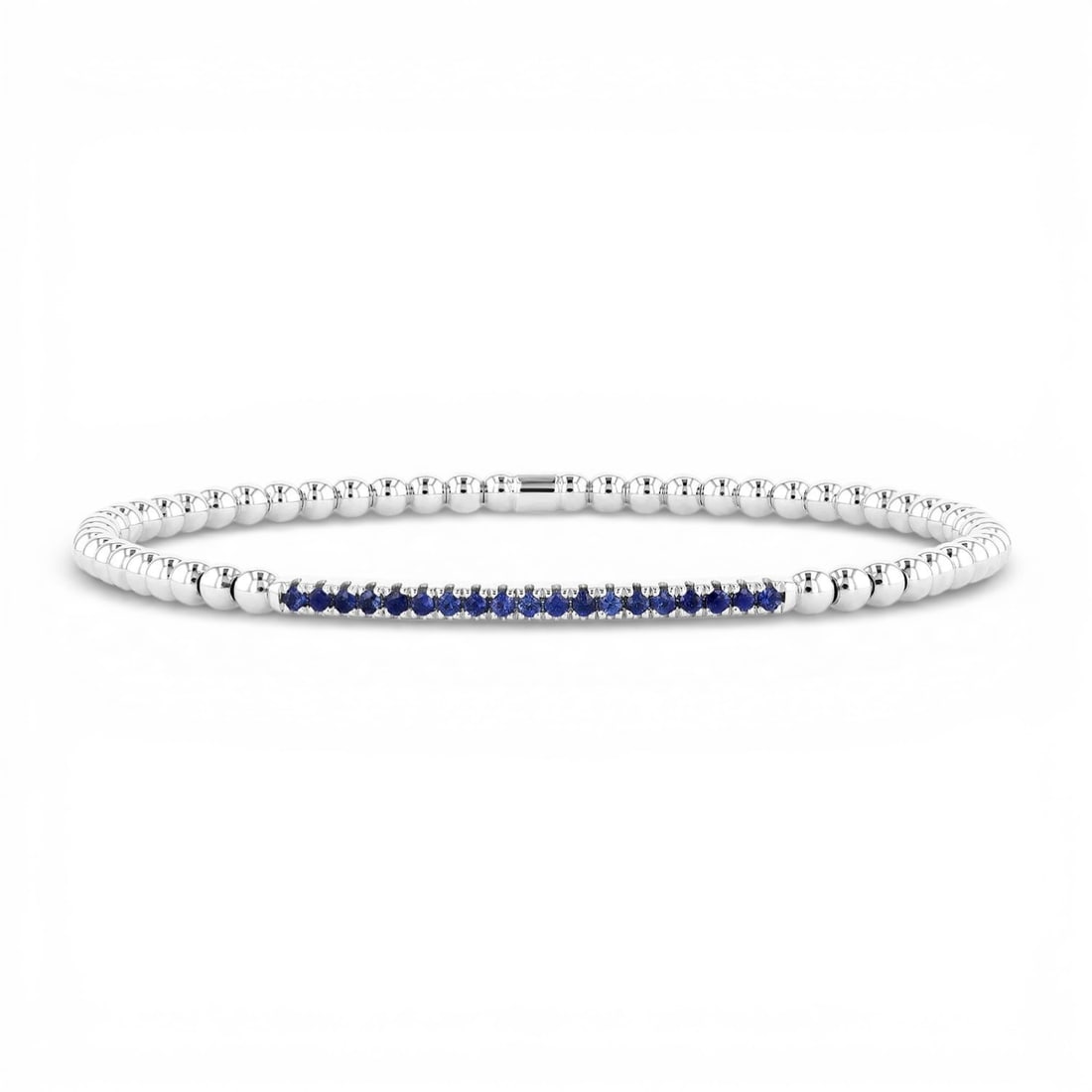 Sereno Blue Sapphire Bar Stretch 18K White Gold Bracelet (1 of 2)