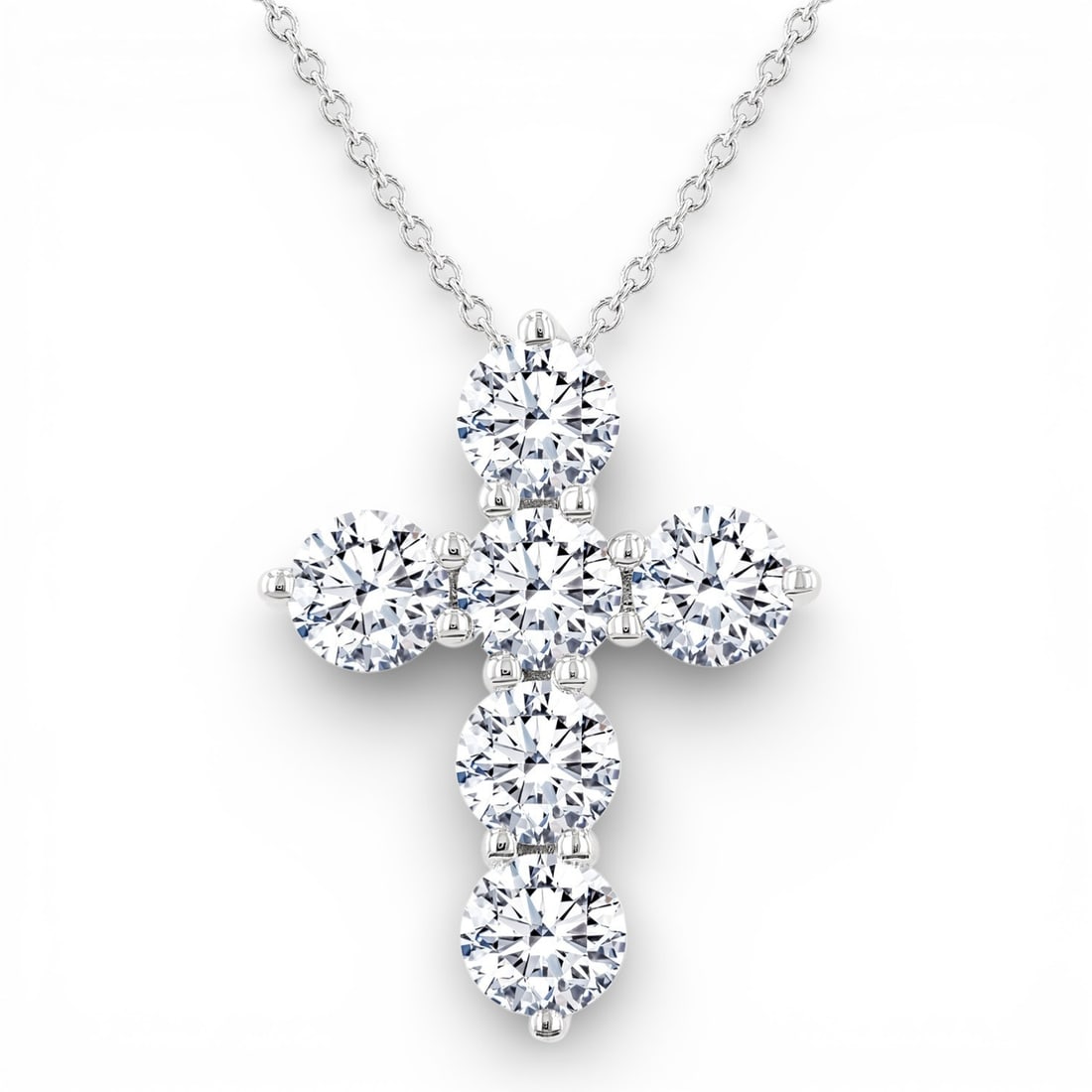 2.04 ctw Round Diamond Christian Cross 14K White Gold Pendant Necklace: An exquisite masterpiece of haute joaillerie, this magnificent Cross pendant featuring Natural Diamonds is a true treasure. Crafted with precision, the Cluster setting is seamlessly integrated into 1.