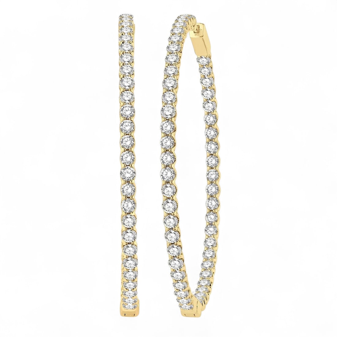 7.02 Ctw Inside-Out Hoop White Diamond Modern 14K Yellow Gold Earrings - Certified: Captured in a moment of brilliance, this stunning Inside-Out Hoop pair of earrings featuring Natural Diamonds speaks to the connoisseur. Expertly mounted in a Hoop setting, the earrings are crafted in