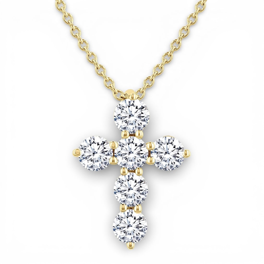 0.50 ctw Diamond Christian Cross 14K Yellow Gold Pendant: An exquisite masterpiece of haute joaillerie, this elegant Christian Cross necklace featuring Natural Diamonds is a true treasure. A detailed Cluster gallery secures the stones, rendered in 0.4 g of l