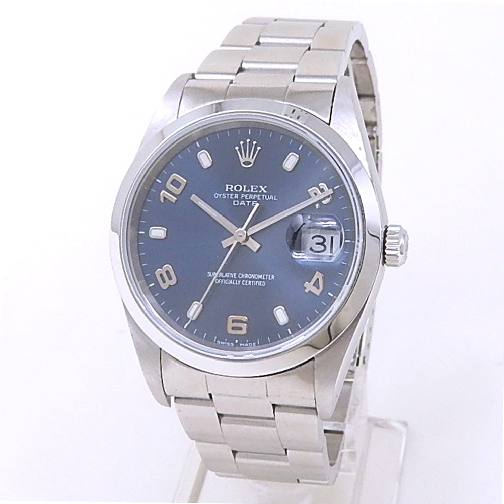 Rolex Oyster Perpetual Date 15200 Stainless Steel Blue Dial: The Rolex Oyster Perpetual Date, Reference 15200, showcases a timeless design in robust stainless steel. Its captivating blue dial offers exceptional legibility, accented by classic steel hands. T