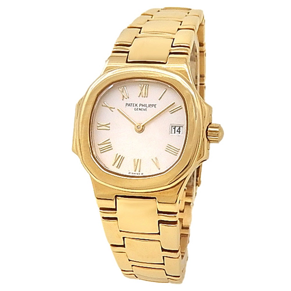 Patek Philippe Nautilus 4700/051 18k Yellow Gold White Ivory Dial: The Patek Philippe Nautilus, Reference 4700/051, is an exquisite embodiment of sports-luxury and timeless design. Meticulously fashioned from 18k yellow gold, its iconic octagonal case is paired with 