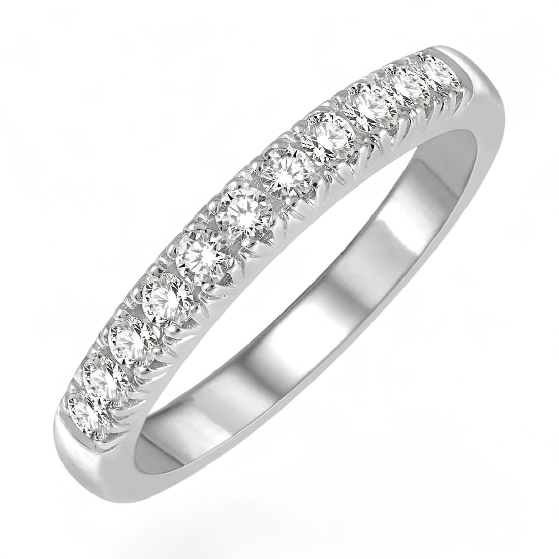 0.33 Ctw 11 Stone Wedding Band White Diamond Modern 14K White Gold Ring - Certified (1 of 3)