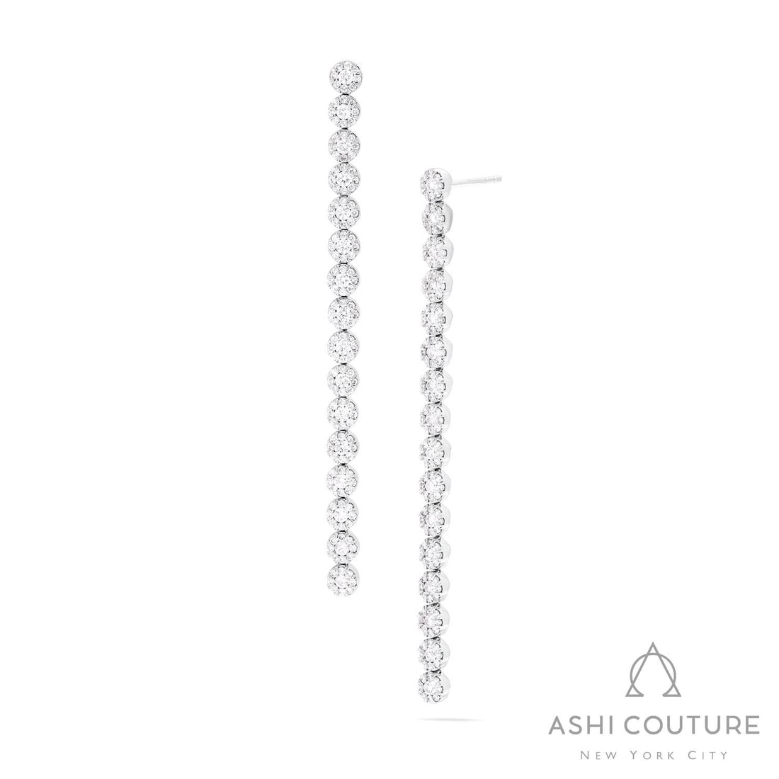 2.22 ctw White Diamond Cluster Drop 18K White Gold Earrings: Epitomizing grandeur, this breathtaking Cluster Drop pair of earrings featuring White Diamond stands as a beacon of refined taste. Showcasing the gems in a Cluster Drop arrangement, the earrings consi