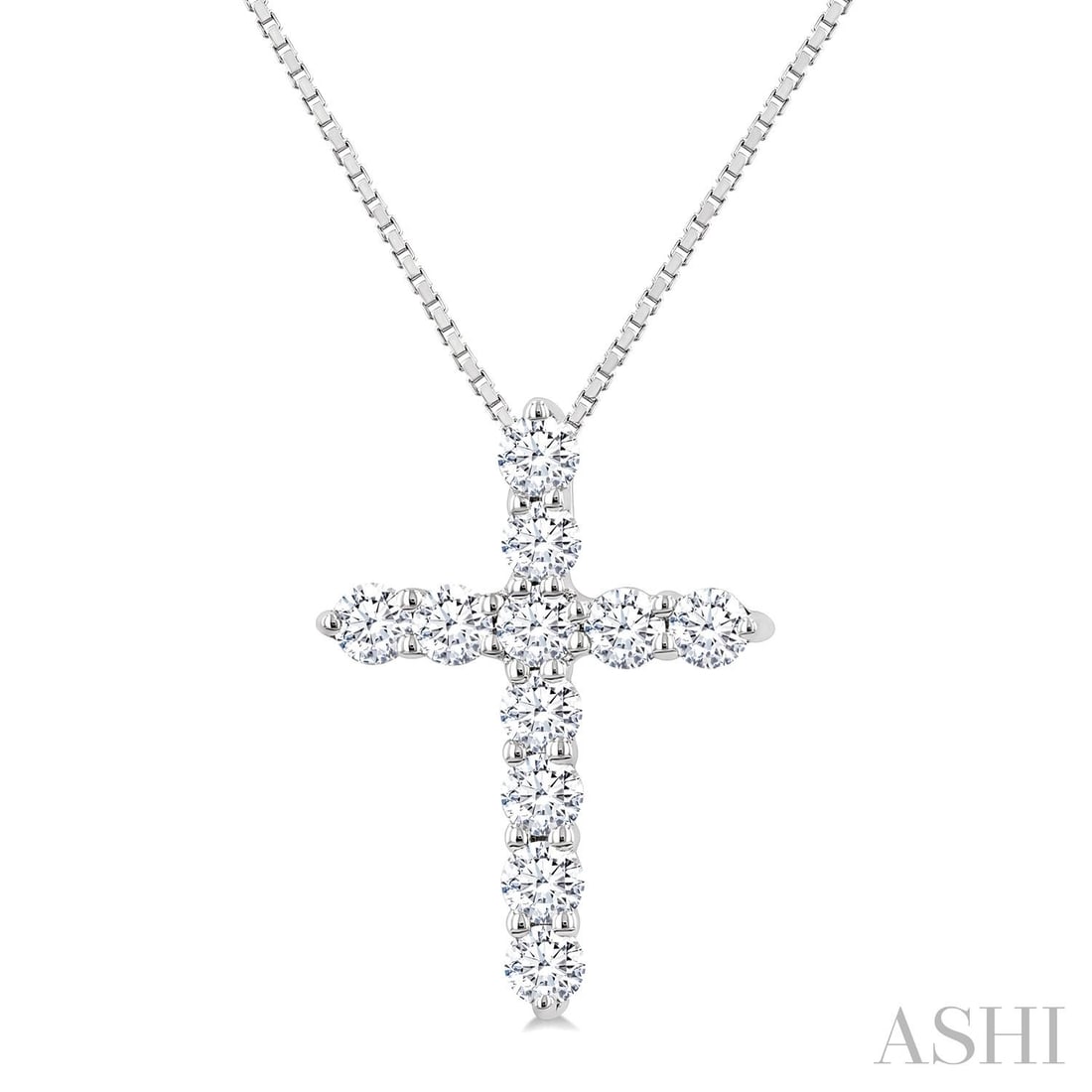 0.33 ctw Diamond Cross Pendant Necklace 14K White Gold (1 of 2)