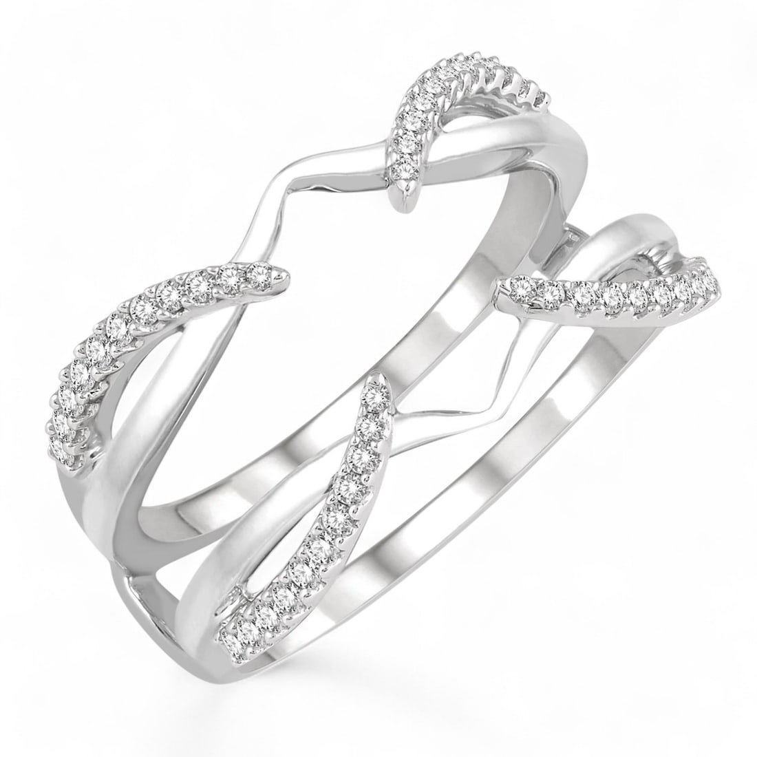 0.25 Ctw Claw Insert Diamond Modern 14K White Gold Ring - Certified (1 of 3)