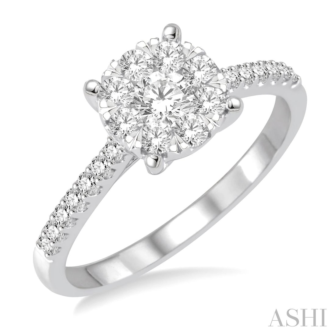 0.76 ctw Diamond Cluster 14K White Gold Ring: A testament to superior craftsmanship, this magnificent Cluster ring featuring Natural Diamonds is unparalleled. Showcasing the gems in a Cluster arrangement, the ring consists of 2.85 grams of 14K Wh