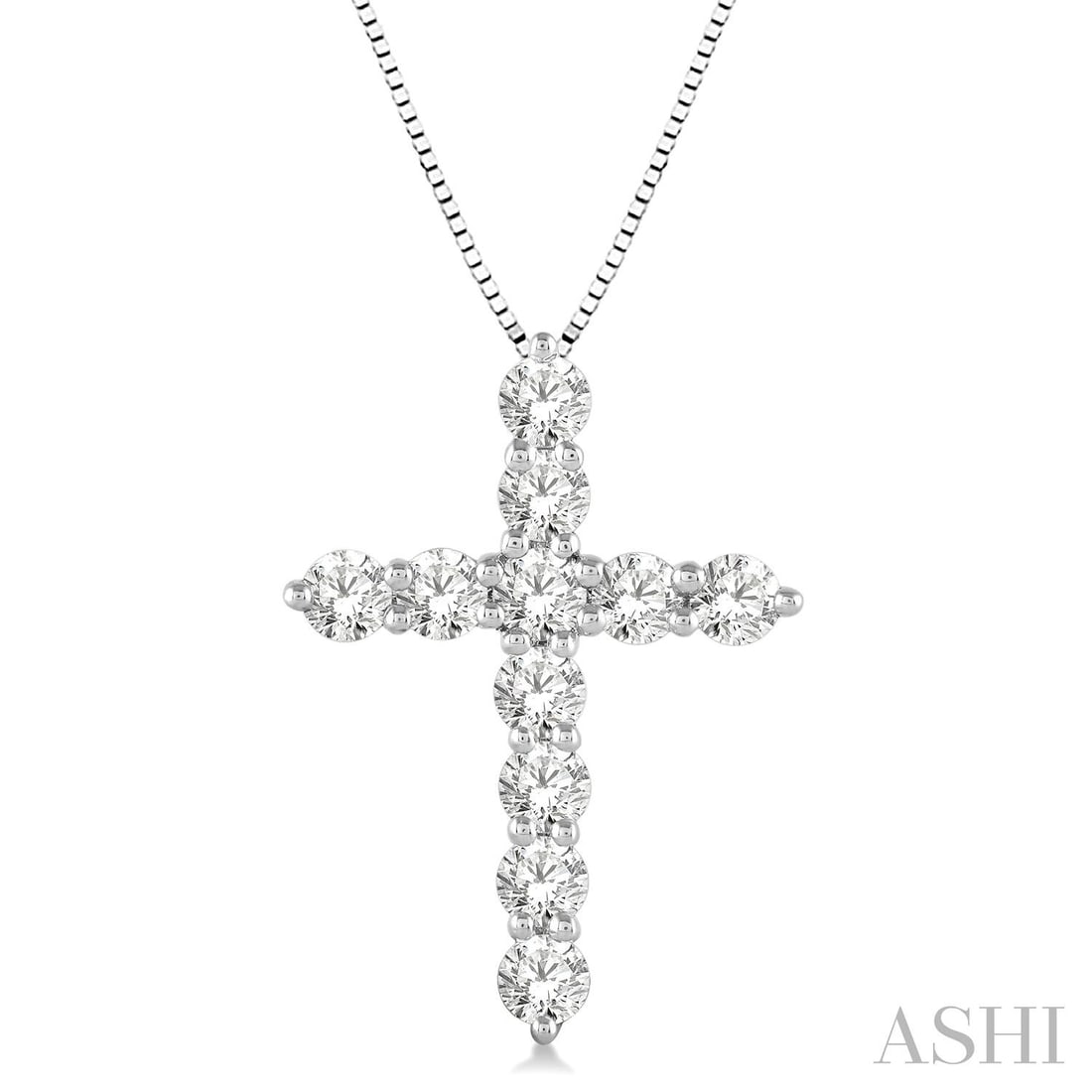 1.0 ctw Diamond Cross Pendant 14K White Gold with Chain (1 of 3)