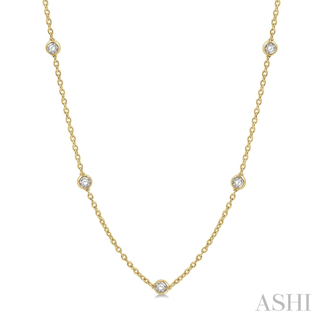 1.0 ctw Diamond Station 14K Yellow Gold Necklace (1 of 3)